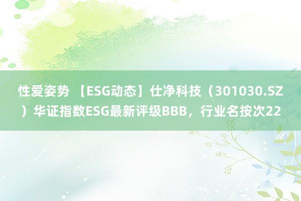 性爱姿势 【ESG动态】仕净科技（301030.SZ）华证指数ESG最新评级BBB，行业名按次22