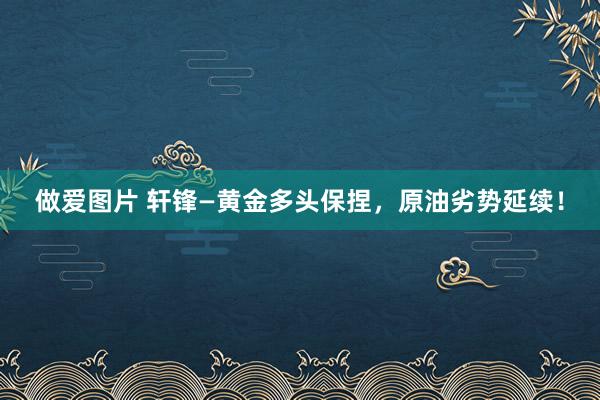 做爱图片 轩锋—黄金多头保捏，原油劣势延续！