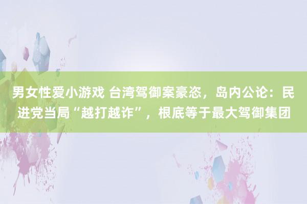 男女性爱小游戏 台湾驾御案豪恣，岛内公论：民进党当局“越打越诈”，根底等于最大驾御集团