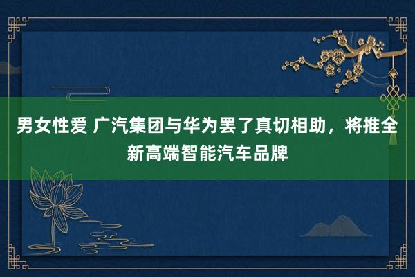 男女性爱 广汽集团与华为罢了真切相助，将推全新高端智能汽车品牌