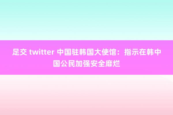 足交 twitter 中国驻韩国大使馆：指示在韩中国公民加强安全靡烂