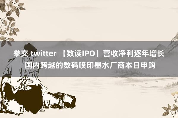 拳交 twitter 【数读IPO】营收净利逐年增长 国内跨越的数码喷印墨水厂商本日申购