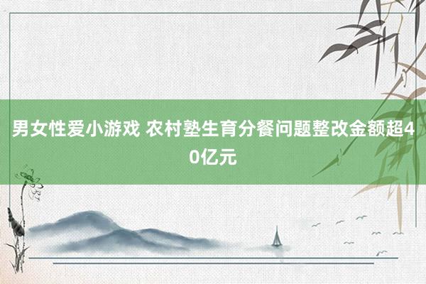 男女性爱小游戏 农村塾生育分餐问题整改金额超40亿元