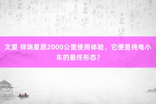 文爱 祥瑞星愿2000公里使用体验，它便是纯电小车的最终形态？