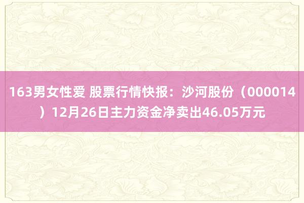 163男女性爱 股票行情快报：沙河股份（000014）12月26日主力资金净卖出46.05万元